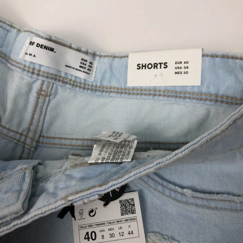 ZARA HIGH WAISTED DENIM SHORT SHORTS - Picture 4 of 5